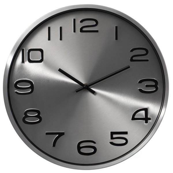 Clockswise Modern Decorative Aluminum Round Wall Clock For Living Room, Kitchen, Dining Room, Silver QI004511.SI